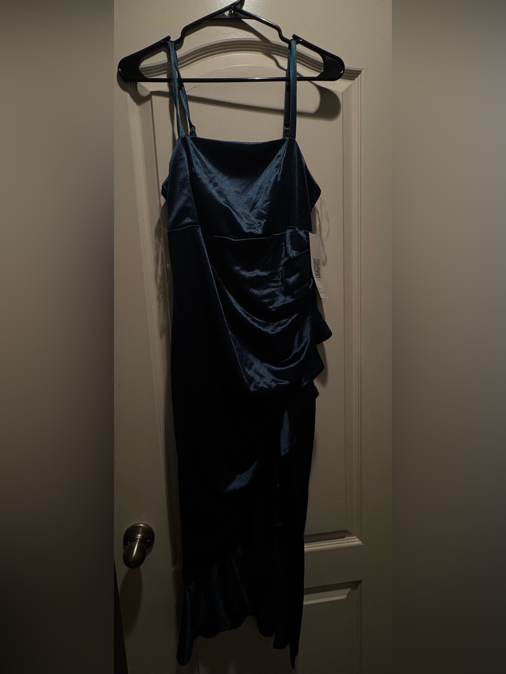 Emerald Sundae Green One-Shoulder Satin Draped Dress